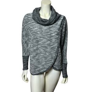 Calvin Klein Performance Marled Cowl Neck Sweater Asymmetrical Overlap Front